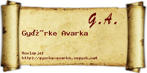 Györke Avarka névjegykártya